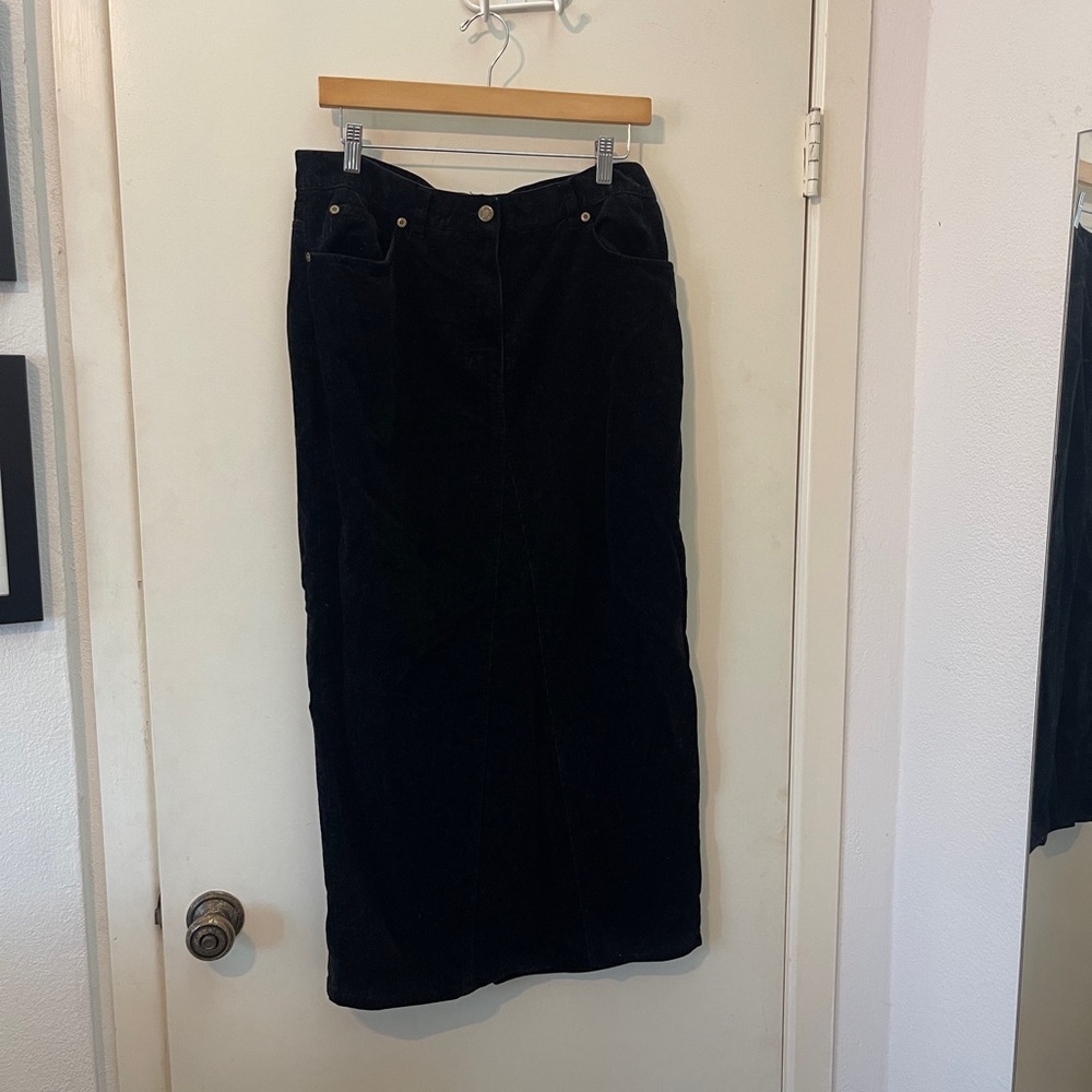 Vintage Corduroy Black Maxi Skirt